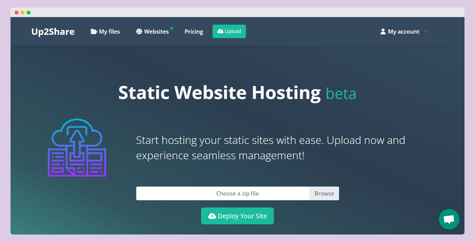 Start hosting your static websites with ease - Up2Share