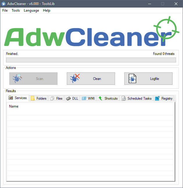 AdwCleaner interface